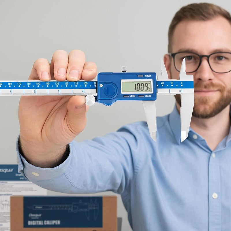 Dasqua Left-Handed Digital Caliper 0-8"/200mm Stainless Steel with Large LCD Screen, Dual Reading in/mm, Accuracy ±0.0015"/0.03mm, Resolution 0.0005"/0.01mm, High Precision Caliper Measuring Tool - Image 5